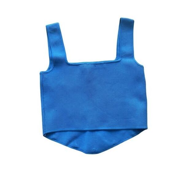 Zara Vibrant Blue Sleeveless Cropped Top Blouse SM - Picture 8 of 8